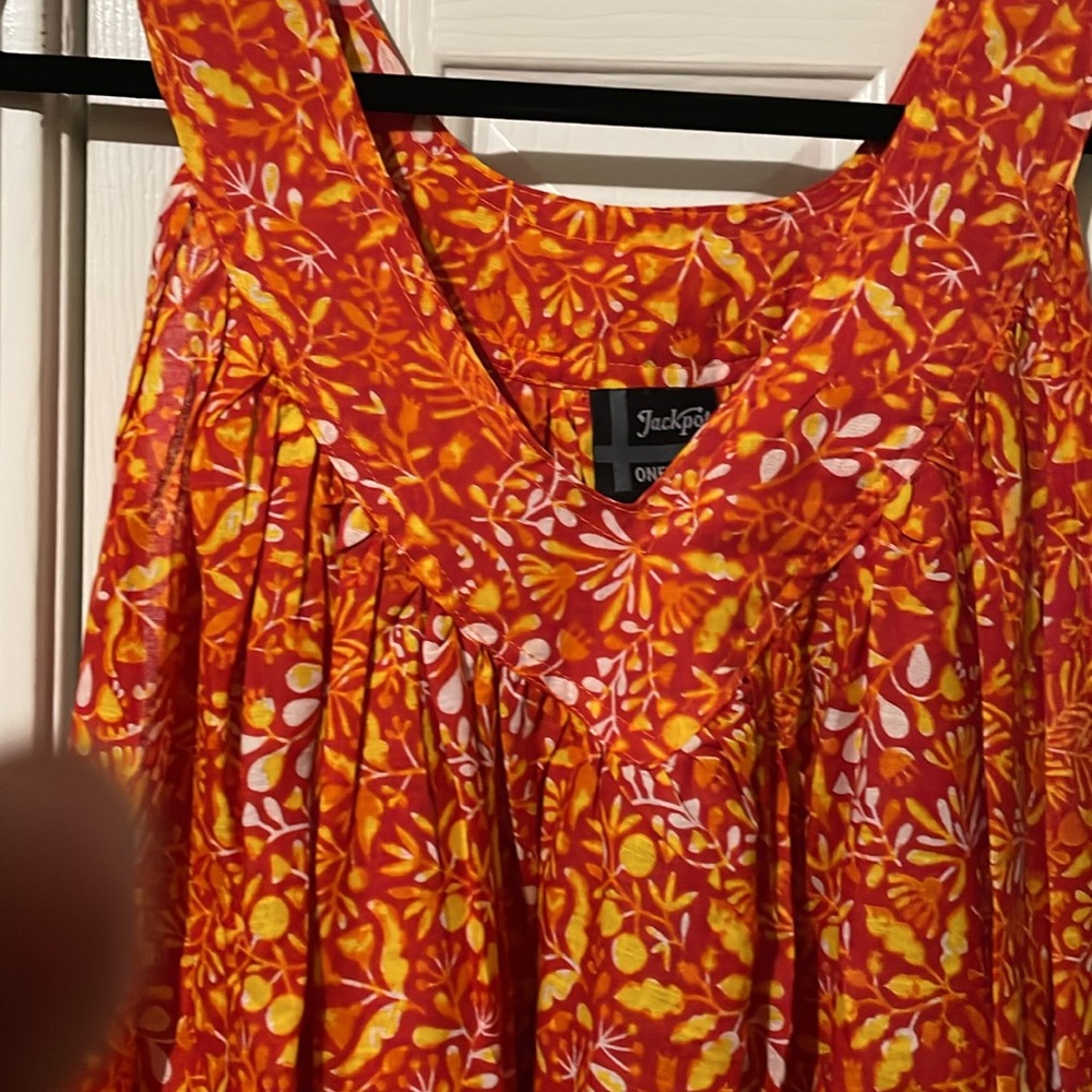 Orange Floral Midi Dress - Picture 5 of 5